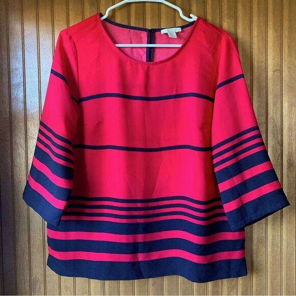 St. Tropez West Red & Black Blouse Women Medium - Picture 1 of 8